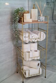 Resim Ahşap Metal Çok Amaçlı 3 Katlı Banyo Düzenleyici Organizer Gold - NI22RAF002-GLD- HYT C1-1-140 