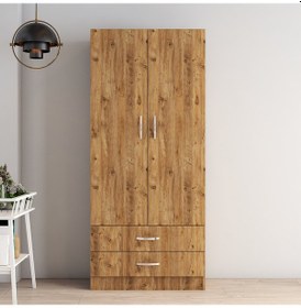 Resim tanmob 2 Kapılı Iki Çekmeceli Geniş Gardrop Çam - Grd0402 