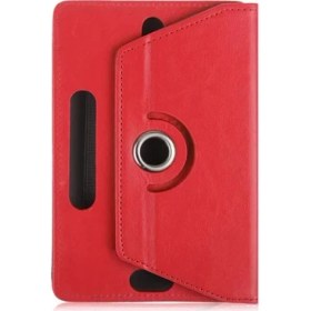 Resim TahTicMer Hometech MID 750 Tablet Kılıf Deri Standlı Dönerli Universal 7" Kırmızı 