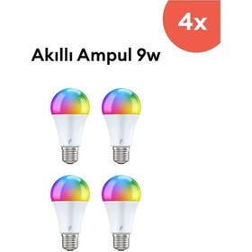 Resim Fonri Akıllı Ampul 4'lü Set, 9w, Titreşimsiz, 16 Milyon Renk, Sesli Kontrol, Wifi Kontrol, Garantili 