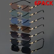 Resim 6'lı Paket Y2K Retro Klasik Moda Çerçevesiz Kadın ve Erkek Gözlüğü - Gradyan Renk Seçenekleri, UV400 Koruması, Hafif ve Dayanıklı, Mezuniyet Sezonu, Düğün Fotoğrafçılığı ve Günlük Kıyafetler İçin Mükemmel, Şık Gözlük, Modern Gözlük, güneş gözlüğü, çerçevesiz gözlük 