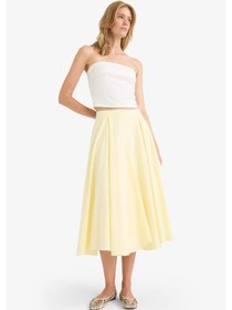 Resim Defacto A Kesim Normal Bel Astarlı Poplin Maxi Etek G0777ax25smyl504 Sarı 