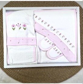 Resim Milays Çiçek Nakışlı Gaye Bornoz Takımı Pembe 