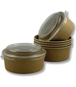 Resim Ambalajın Kraft Karton Salata Kasesi Kapaklı 550cc 