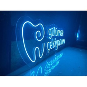 Resim "gülümse Çekiyorum" Neon Tabela, Dentist, Diş Kliniği Sihirli Işık 90x38cm Renkli 