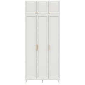 Resim Guneystore Milas Gold 3 Kapaklı %100 Mdf Ayaklı Yüklüklü Gardırop 