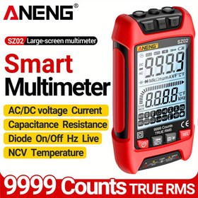 Resim ANENG SZ02 Akıllı Yanma Önleyici Dijital Multimetre, 9999 Sayım Gerçek RMS Otomatik Kapasitans Ölçer, Sıcaklık Direnci Tranzistor Test Cihazı, ABS Reçine, Pil ile Çalışır (Pil Dahil Değil), Elektrik Test Cihazı | LCD Ekran | Doğru Okuma, Elektrik Test Cihazı 