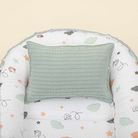 Resim Babynest ve Yastık - Çift Taraflı - Mint Örgü - Kuş 