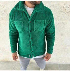 Resim Hazego Erkek Pelüş Polar Hırka Gömlek Yakalı, İlik Düğmeli, Göğüs Cepli, Yumuşak Dokulu Kışlık Regular Fit Rahat Günlük Model - Çimen Yeşili Çimen Yeşili 