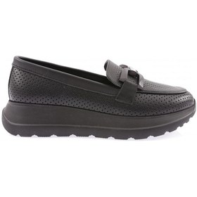Resim Dgn 423-23y Kadin Tokali Lazerli Loafer Ayakkabi 423-1567-R1534 Siyah 