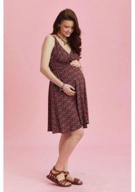 Resim Los Banditos Etnik Desenli Bohem Tarz Kruvaze V Yaka Hamile Elbise 001 