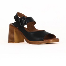 Resim Bueno Shoes Siyah Deri Kadın Topuklu Sandalet 01we3701 