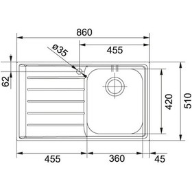 Resim Franke Neptün Mikrodekor Tek Gözlü Eviye Sol + Doccia Armatür 