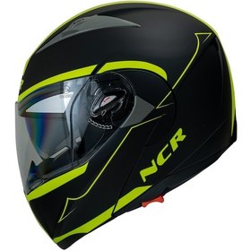 Resim NCR Çene Açılır Kask Mat Siyah - Sarı 