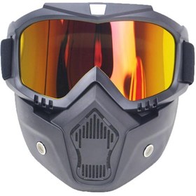 Resim AnkaShop Cross Motosiklet Bisiklet Gözlüğü Açık Kask Maskesi Süngerli Bant Lastikli Jet Maske Sarı Cam 