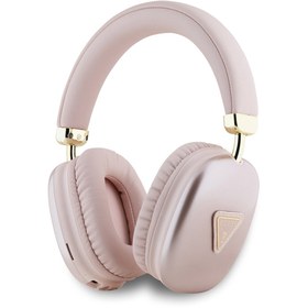 Resim Guess Orjinal Lisanslı PU Metal Üçgen Logolu Kulak Üstü Bluetooth Kulaklık Luxury Dizayn Pembe 