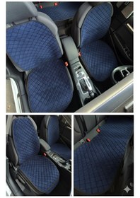 Resim Tusba Market Bordo Araç Oto Koltuk Minderi Cepli 3 Lü Set Ön Sırt Destekli Minder & Arka Koltuk Oturma Minderi Lacivert 