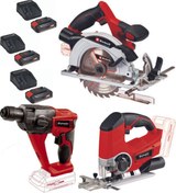 Resim Einhell Te-js 18 Dekupaj Te-hd 18 Li Matkap Te-cs 18/165/1 Daire Testere 3x2.5ah Akülü Set 