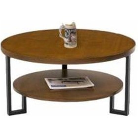 Resim Orta Sehpa Osm YUVARLAK METALLİ MODEL Metal Ayak Parlak Ceviz Lake Boya Demonte El Yapım 