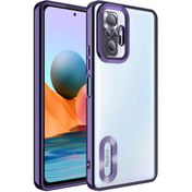 Resim Fibaks Redmi Note 10 Pro Kılıf Kamera Lens Korumalı Şeffaf Renkli Logo Gösteren Parlak Kapak 