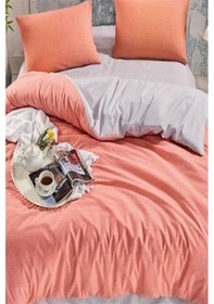 Resim More Home Tek Kişilik Lastikli Çarşaf Nevresim Takımı Somon Gri Somon - Gri 