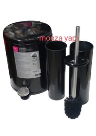 Resim Primanova Cigo Çelik Çöp Kovası Soft Ve Wc Tuvalet Fırçası Siyah 