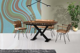 Resim AÇILIR KÜTÜK MASA VE POYRAZ SANDALYE BANK TAKIMI, KAHVE, 130x80 