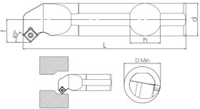 Resim S Sistem - ISO SSSCR/L 45° İç Çap Torna Kalemi 