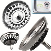 Resim Paslanmaz Çelik Mutfak Lavabo Süzgeci ve Tıka Seti, 18 Delikli Süzgeç Sepeti, Kolay Kurulum, Etkili Atık Filtreleme, Dayanıklı, Bulaşık Makinesi Güvenli, Gıda İle Temas Yok 