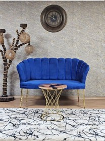 Resim Zafir İkili Gold Kaplama Tel Ayak Papatya Çay Seti Koltuk Takımı , Balkon, Salon, Ofis, Cafe Koltuk Takımı Mavi 