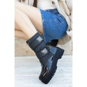 Resim Mida Shoes Miah Siyah Rugan Kadın Kar Bot 