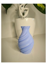 Resim Bohem Tarzda Dekoratif Vazo - 15cm Mavi 