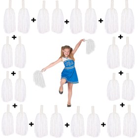 Resim AyrStore 12 Çift ( 24 Adet ) Beyaz Renk 23 Nisan 19 Mayıs 29 Ekim Okul Gösteri Ponponları 