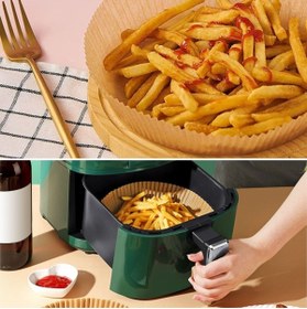 Resim Cetiner Group Çetiner Group®100 Adet Air Fryer Pişirme Kağıdı Tek Kullanımlık Yağlı Kağıdı Yuvarlak Tabak Model 
