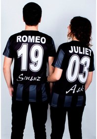 Resim Çiftlere Özel Futbol Forması Siyah & Beyaz 18 Beyaz - Siyah 
