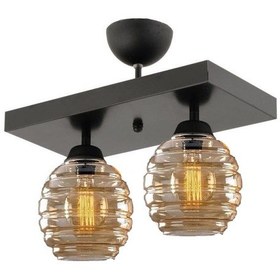 Resim Modern Bal Camlı Model İkili Dikdörtgen Plafonyer Avize Salon S 