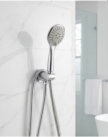 Resim Muratech Duş Başlığı Seti Spiral Hortum Hareketli El Duşu Tutacağı Kirece Dalı Tasarım Çok Renkli 