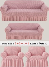 Resim StarMall Bürümcük Koltuk Örtüsü, Berjer, Çekyat Kılıfı 3211 Takım Pembe 