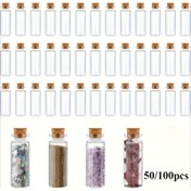 Resim 50/100 adet mantarlı küçük cam şişeler, DIY mini cam kavanozlar, sanat el işleri sergileme ve parti dekorasyonu için (10ml) 