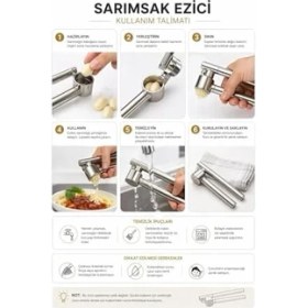 Resim Pratik Metal Sarımsak Ezici Ergonomik Saplı Güçlü Sıkım Kolay Temizlenir Dayanıklı Mutfak Tipi Sarımsak Presi Sarımsak Öğütücü Ezme Aparatı Ev ve Profesyonel Kullanıma Uygun 
