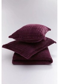Resim Modern 3 Parça Tek Battaniye Seti - Gri Bordo 