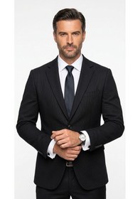 Resim Plus Scorpion Erkek Slim Fit Çift Düğme Çift Yırtmaçlı Blazer Ceket Premium Dokulu Kumaş Siyah 