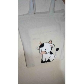Resim Desenli Ham Kumaş Çanta 