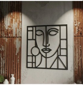Resim Kübik Yüz Portresi Metal Duvar Tablosu - Geometrik Modern Duvar Tablosu 