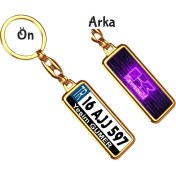 Resim Hediye Zengini Kişiye Özel Kawasaki Neon Mor Logo Tema Plaka Anahtarlık 