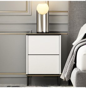 Resim İmaj Komodin Traverten/gold - Beyaz Beyaz 