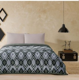 Resim Taç Harlow Çift Kişilik Battaniyeli Çarşaf Seti Gri Mavi 