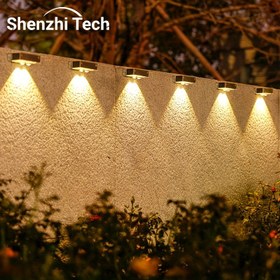 Resim 4 adet Shenzhi Tech Güneş Duvar Lambaları, Akıllı Sensör Otomatik Açma/Kapama ile Peyzaj Aydınlatması, Bahçe, Çit, Yolu için Güneş Enerjili - Dayanıklı ABS Plastik, Dış Duvar Lambası | Modern Duvar Lambası | Güneş Enerjili Lamba 