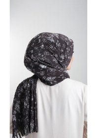 Resim Hürrem Bone Siyah-Gümüş Pratik Hazır Geçmeli Tesettür Eşarp Kesik Elyaf Pilis (553629987) Çok Renkli 