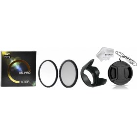 Resim Tianya - 52mm XS-PRO Slim Koruyucu Uv + Cpl Polarize Filtre + Yaprak Parasoley + Lens Kapağı 